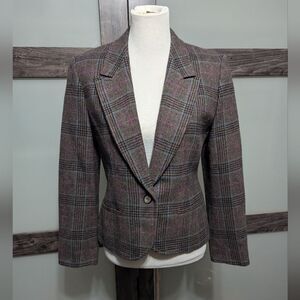 Vintage Pendleton plaid one button blazer suit jacket